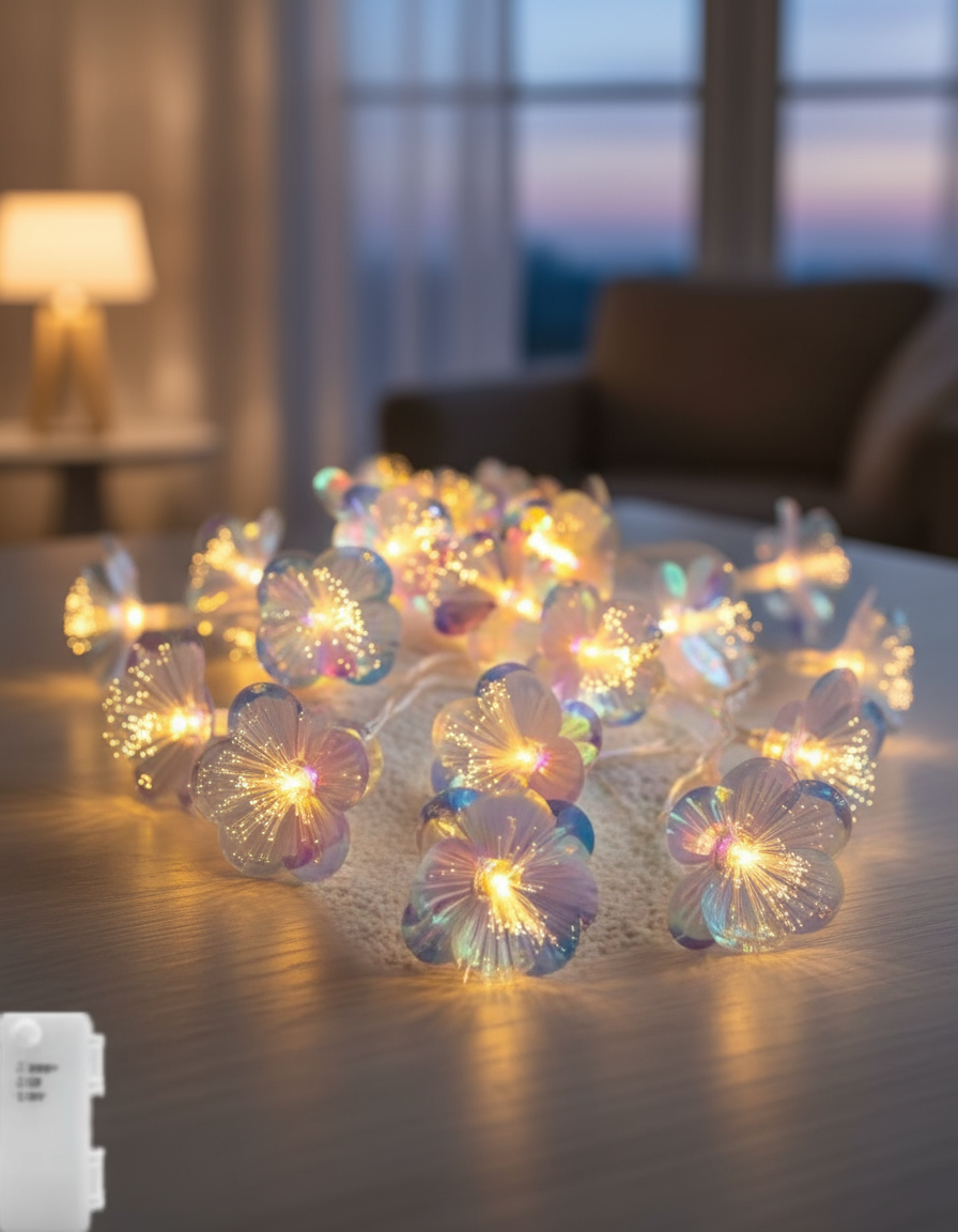 10L 3D Fiber optic flower String Light For Indoor D e c o r a t i o n s
