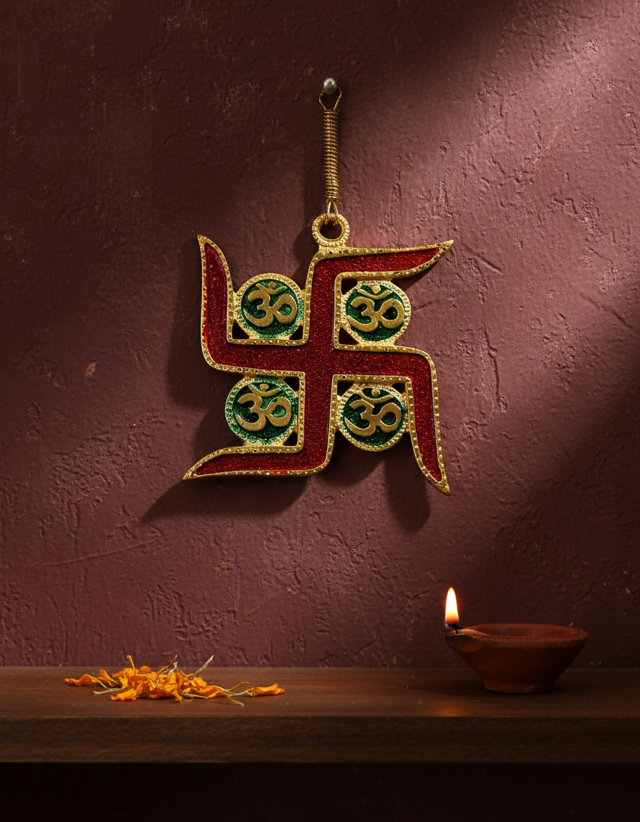 Swastik Wall Hanging with Om Symbols