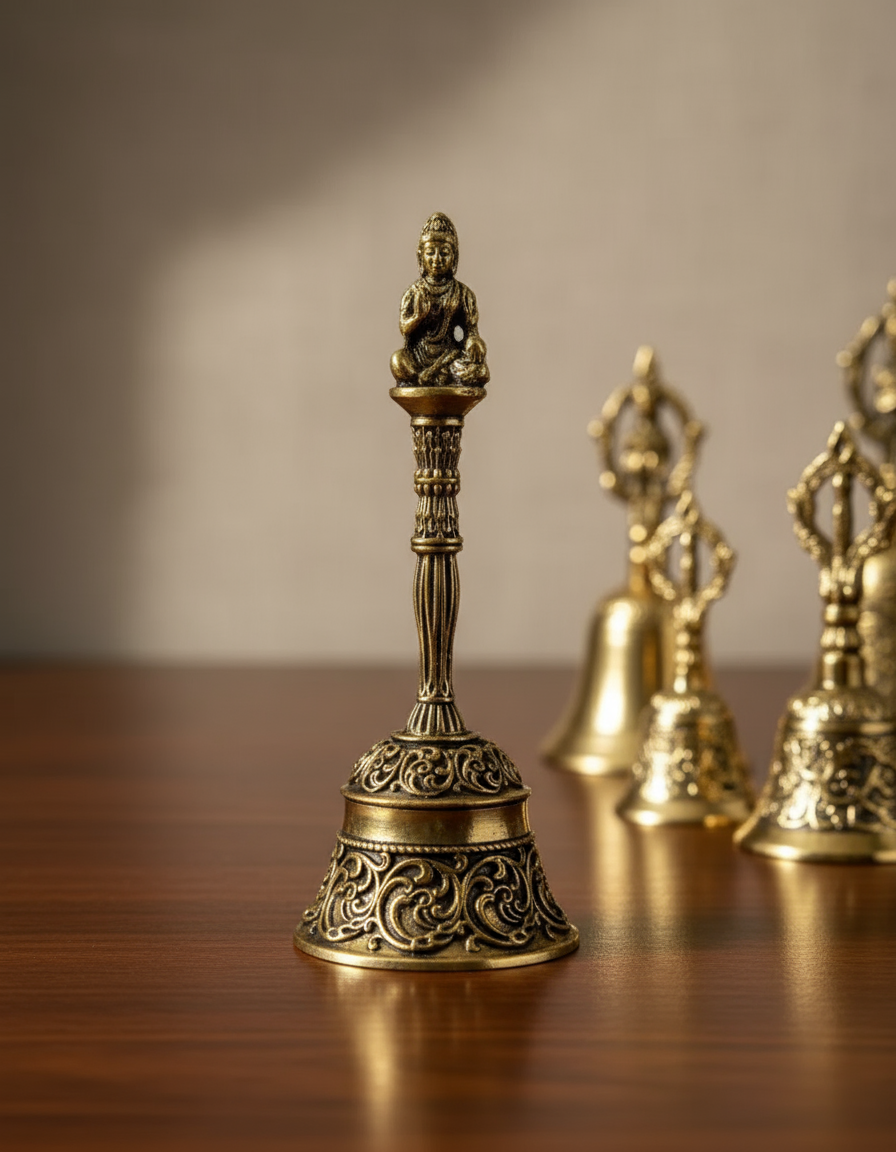 Ashthadhatu Decorative Shankh (70g) and Ashthadhatu Pooja Bell COMBO