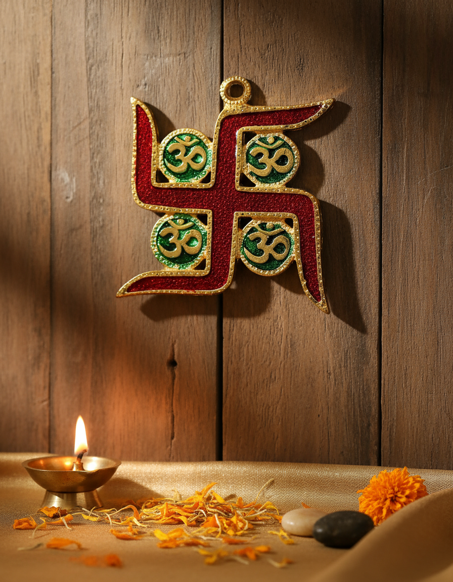 Swastik Wall Hanging with Om Symbols