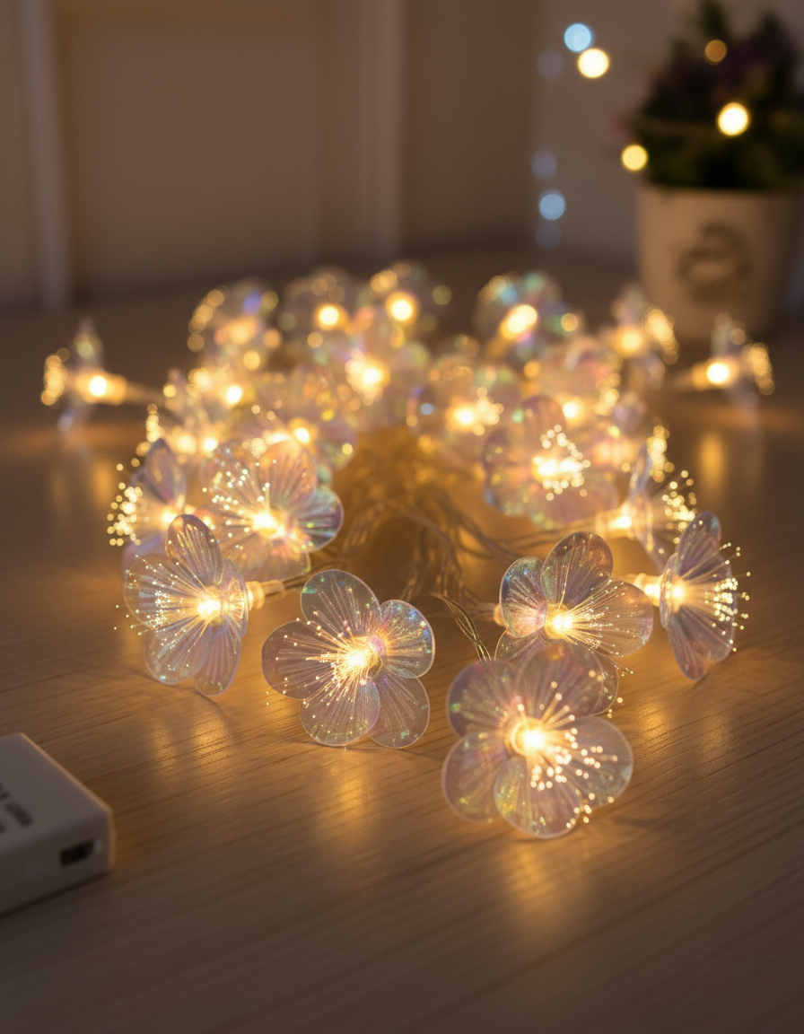 10L 3D Fiber optic flower String Light For Indoor D e c o r a t i o n s