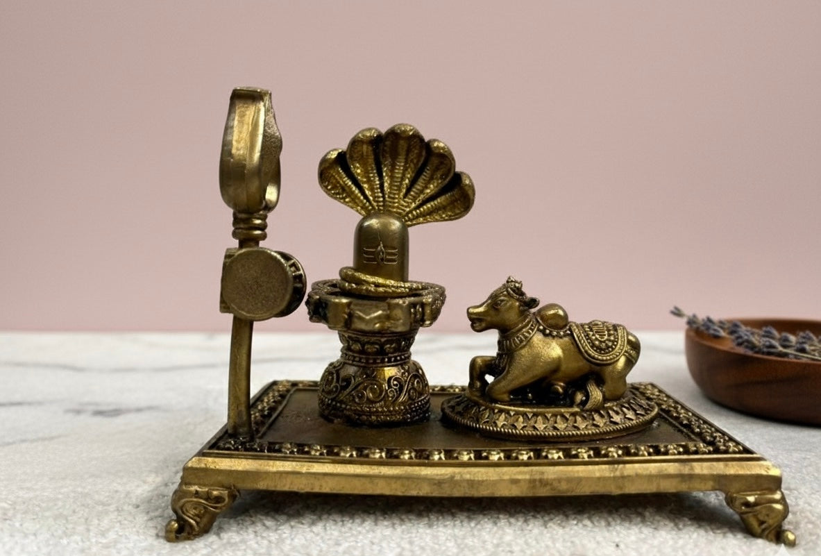 Ashthadhatu Shivling with Nandi Idol Set