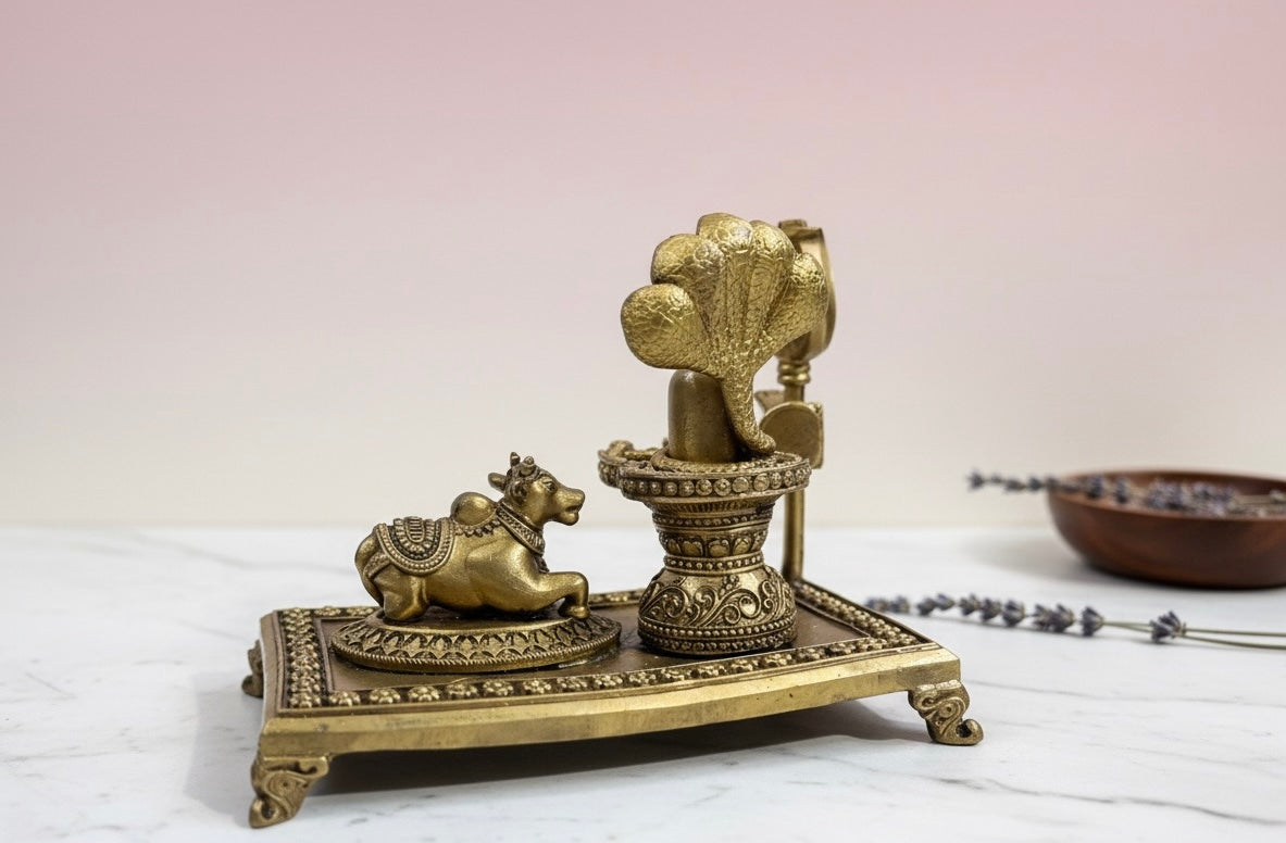 Ashthadhatu Shivling with Nandi Idol Set