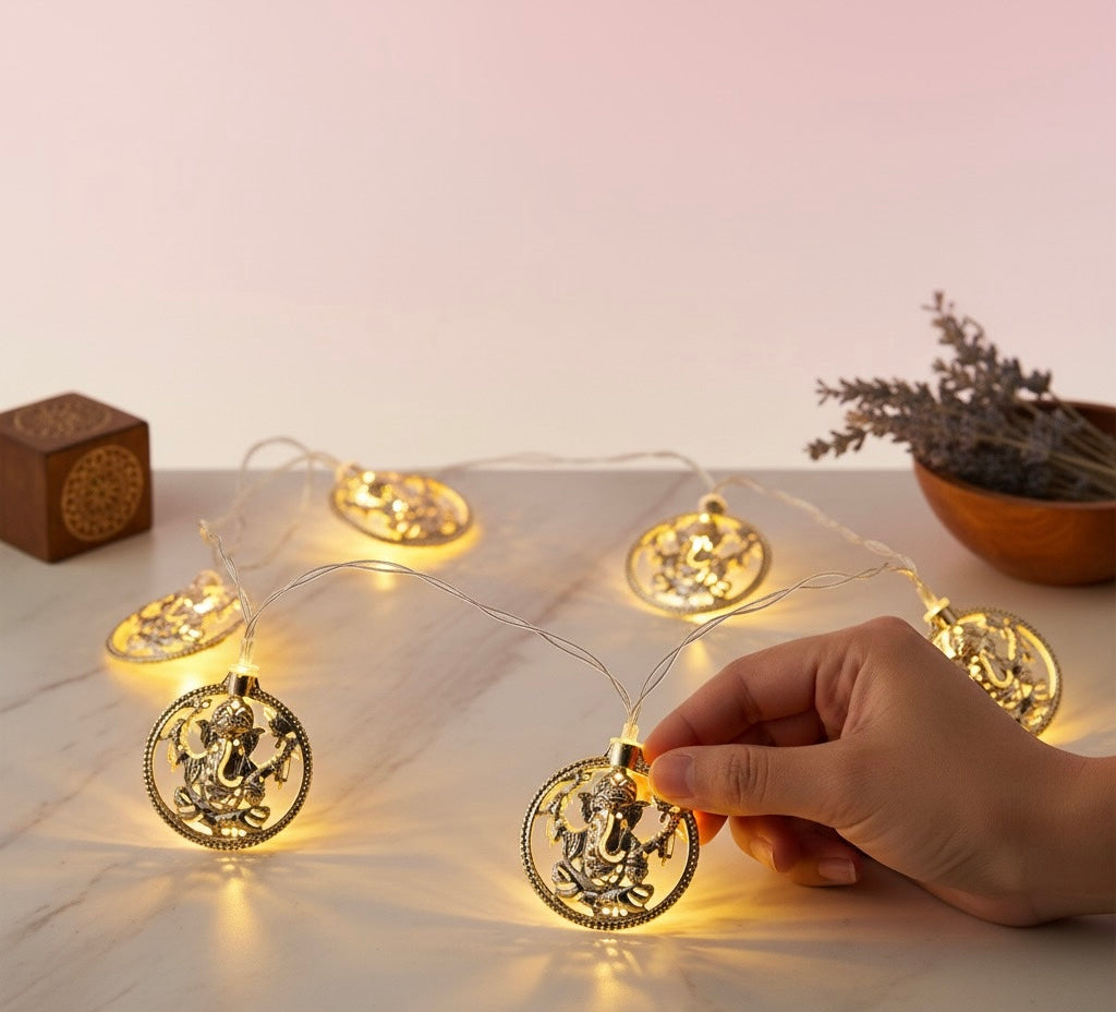 10L Metal Ganesha String Light For Indoor/Outdoor Decorations