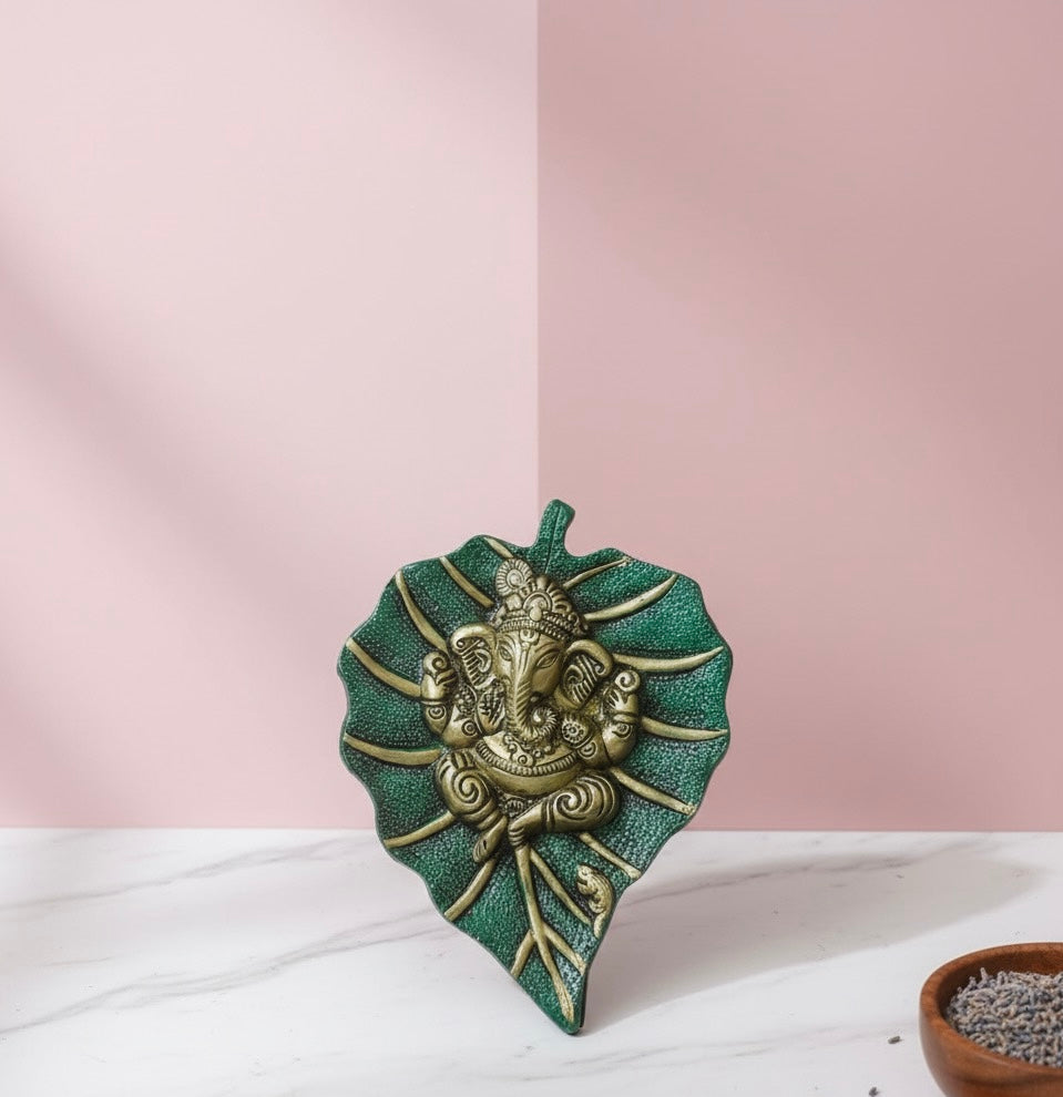 Lord Ganesha Wall Hanging on Peepal Leaf
