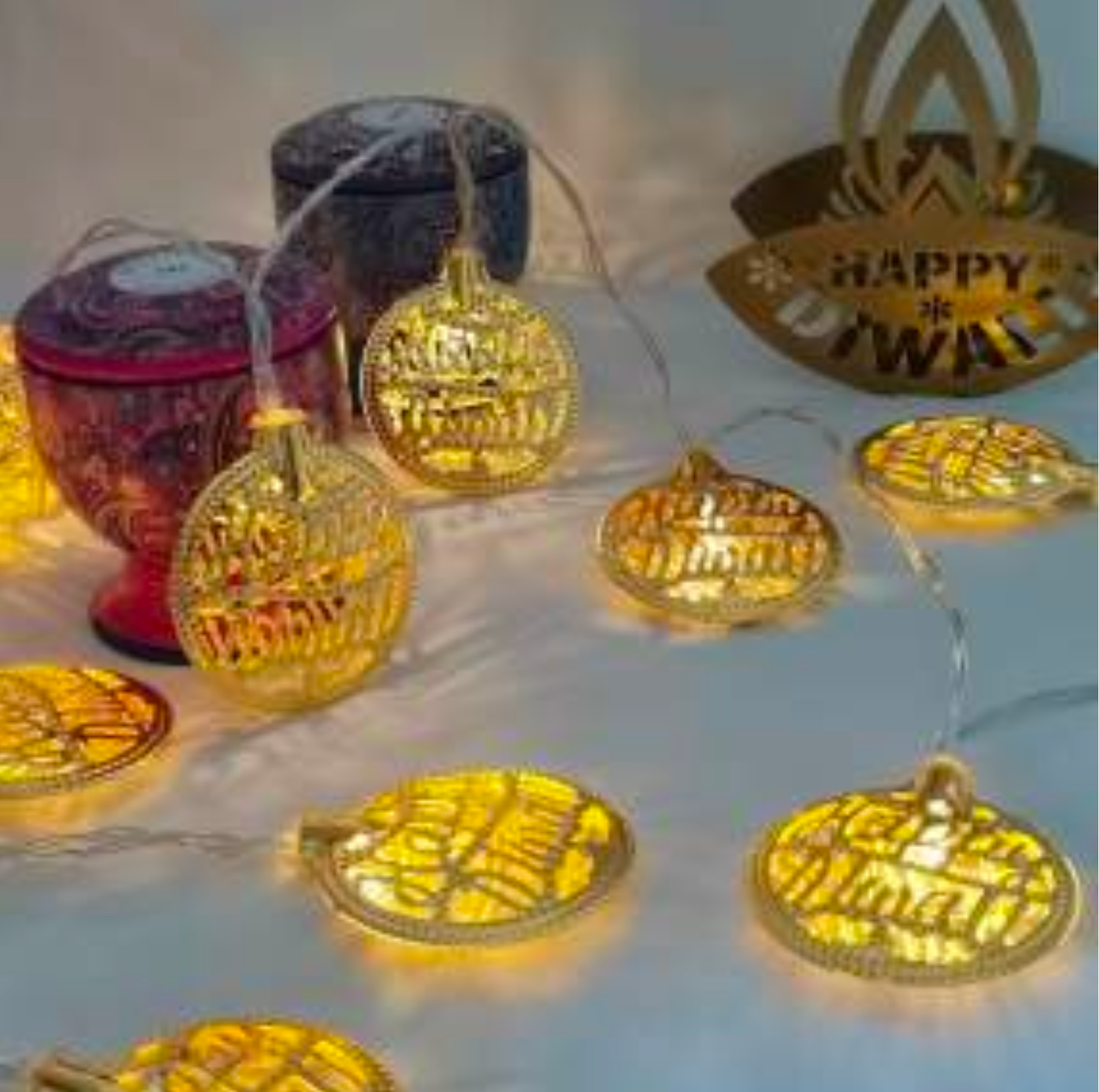 10L Metal Happy Diwali String Light For Indoor/Outdoor Decorations