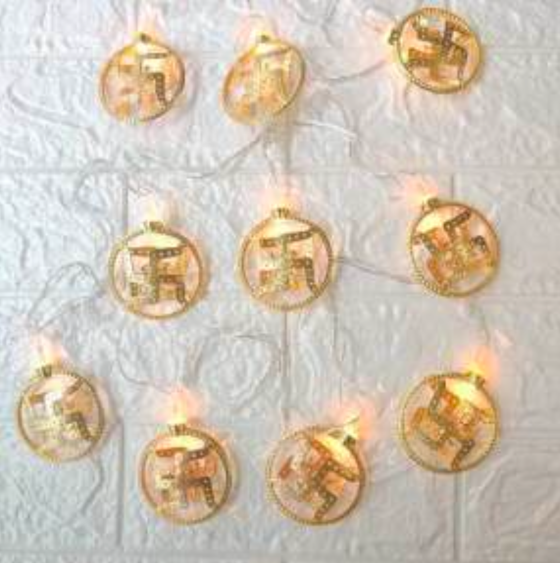10L Metal Om/Swastik String Light For Indoor/Outdoor Decorations