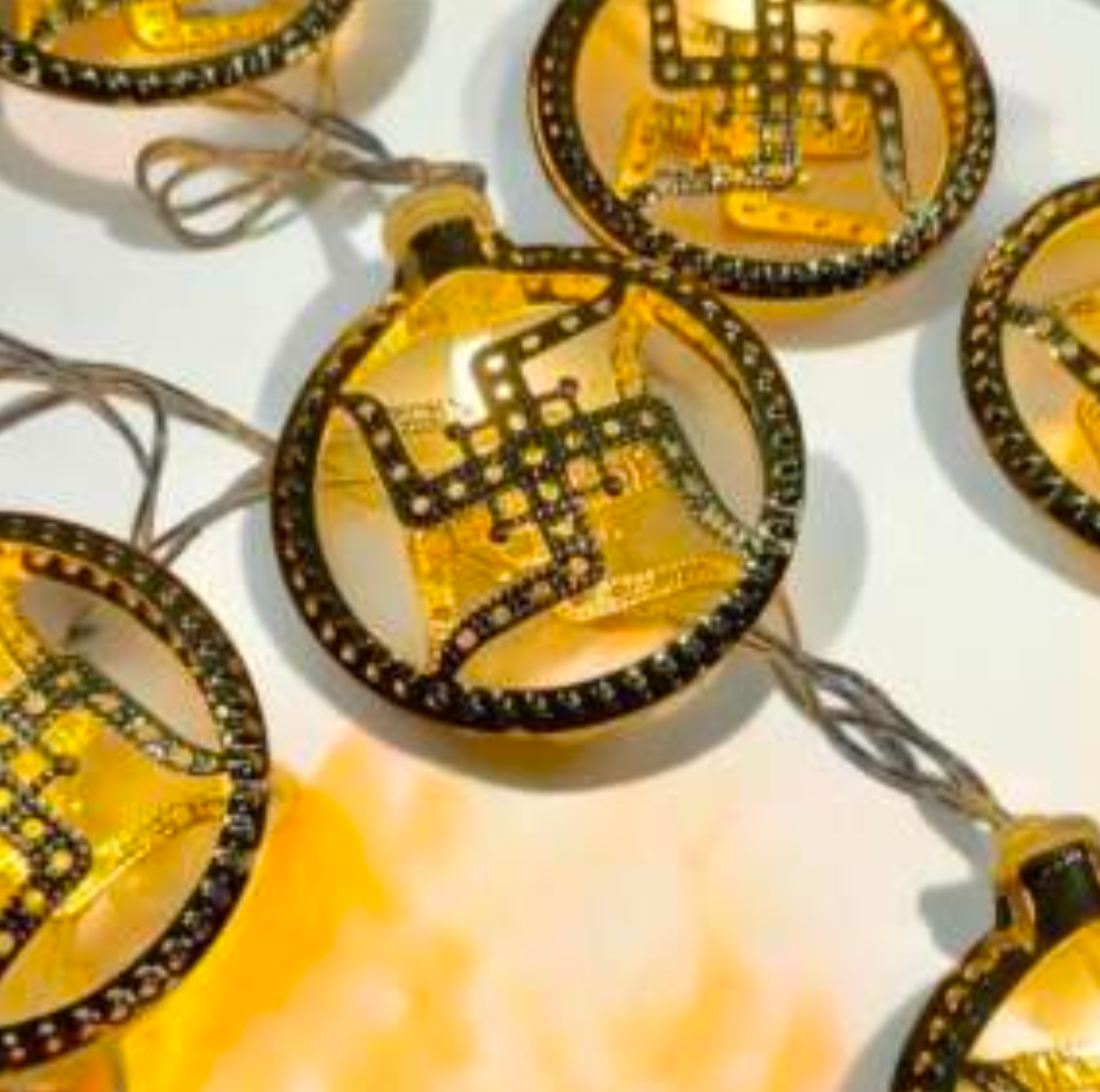 10L Metal Om/Swastik String Light For Indoor/Outdoor Decorations
