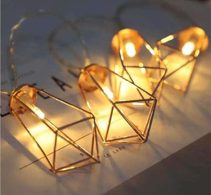 Golden Geometric Cage String Lights